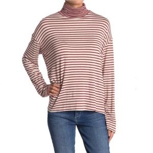 🆕 PST by Project Social T Stripe Turtleneck Top Red & white